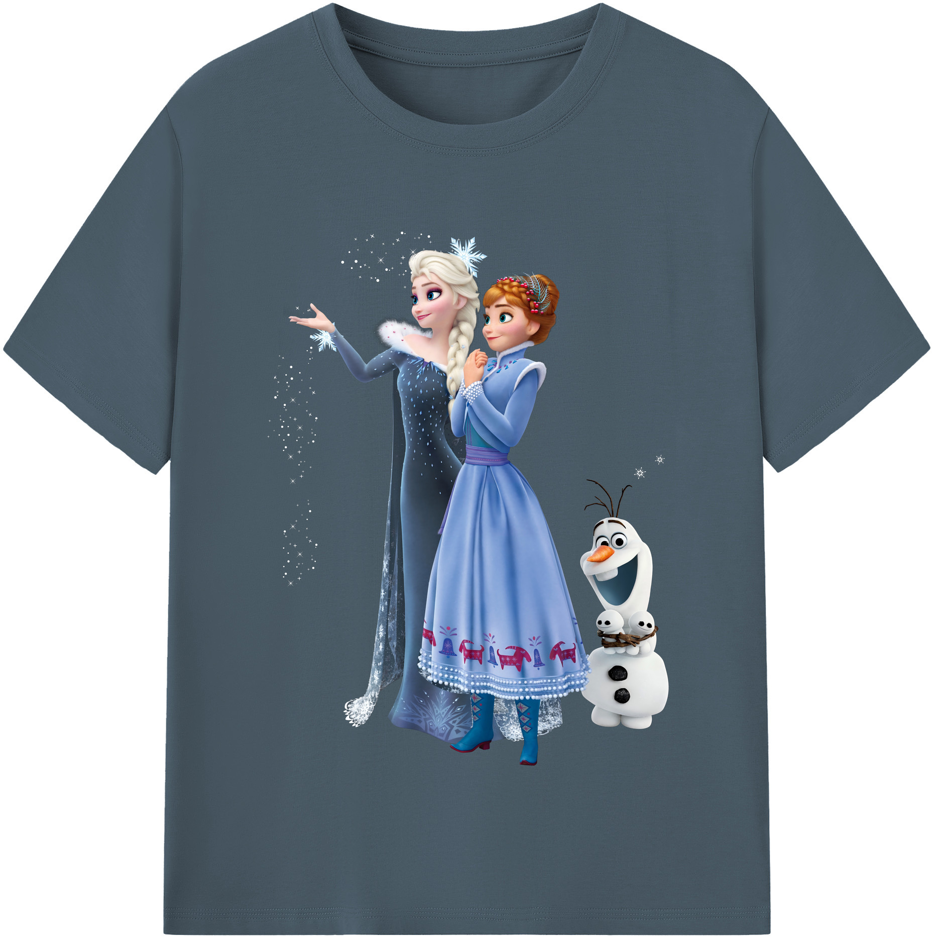 （画像用） アナと雪の女王 アンナ エルサ Frozen Anna Elsa 綿100％半袖Tシャツ（フロントプリント）